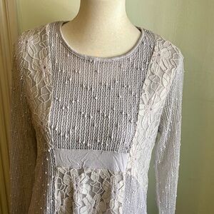Indigo Soul Light Gray Popcorn Tunic Blouse Size Small